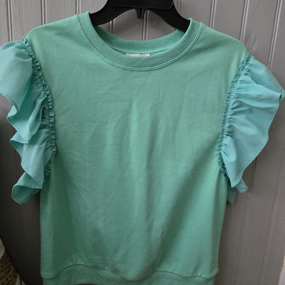 Aqua/Mint Ruffle Sleeve Top